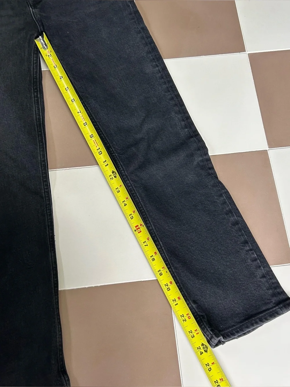 AGOLDE Riley High Rise Straight Crop Jeans 24 Panoramic Black